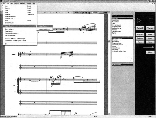 Import via MusicXML of Robert Kyle Hamilton's Triages (2005) in NOTION