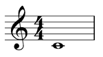 Whole note middle C, treble clef, 4/4