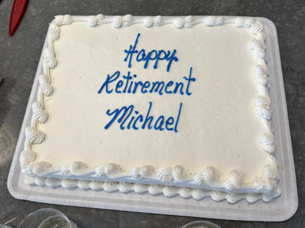 "Happy Retirement Michael" cake