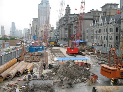 Construction on the Bund, Shanghai, 2008
