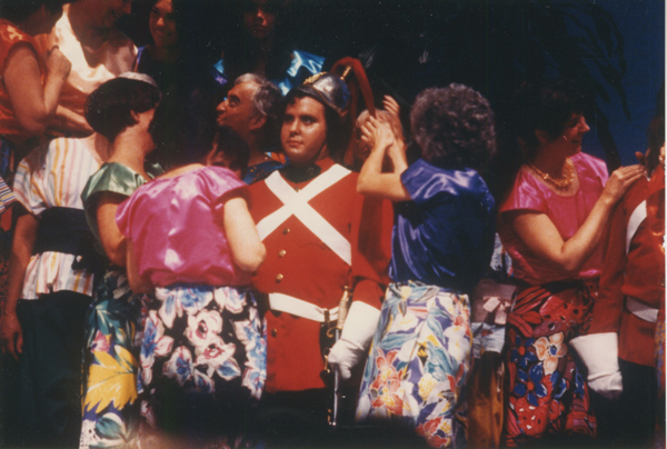 Photo of Michael Good as a First Life Guard in Utopia, Limited, Sudbury Savoyards, 1988