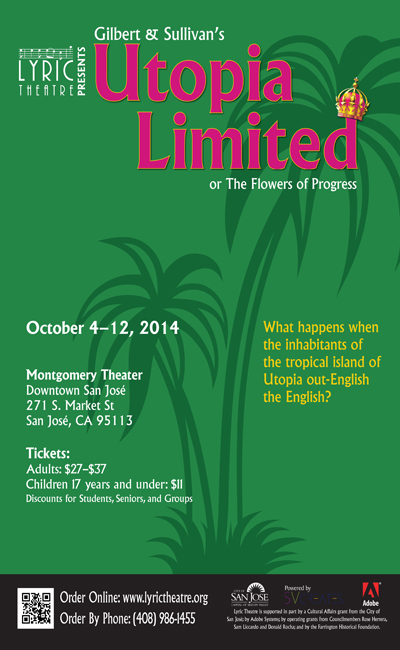 Poster for Utopia, Limited at Lyric Theatre of San Jose.