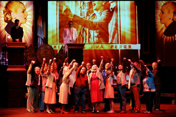 Photo of Scene III Finale from the opera Corpus Evita, West Bay Opera,  February 2024.